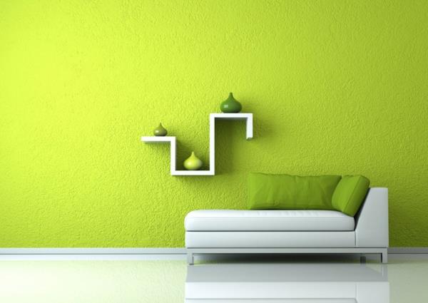 צבע רעיון סלון מינימליסטי ירוק ליים