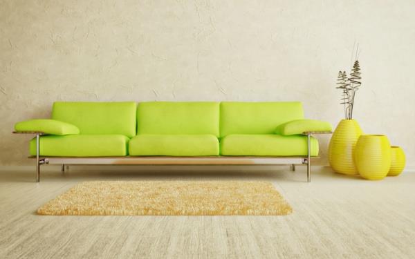 צבע רעיונות סלון ספה ירוקה ניאון