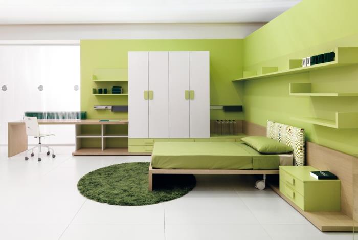 קירות צבעוניים עיצוב קיר ירוק עיצוב חדרי נוער