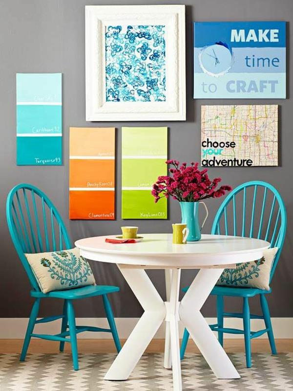 שולחן צבע קיר צבע חדר אוכל עיצוב שולחן אוכל עם כיסאות קישוט קיר