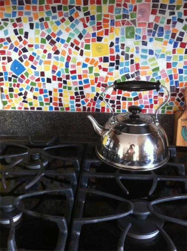 מראה אריח מטבח צלחות גז כיריים מטבח רעיונות קיר אחורי פסיפס אריחי צבעוניים