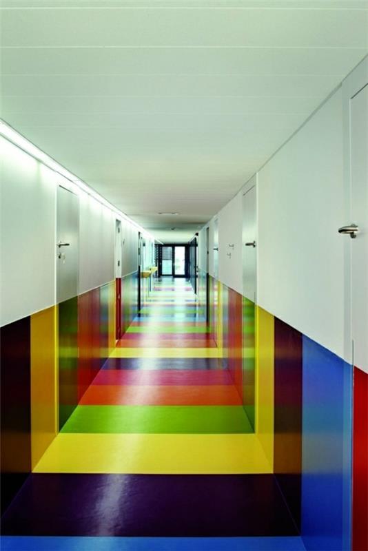רעיונות לעיצוב מסדרון עיצוב רב צבעוני