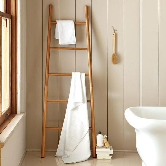 אמבטיה עצמאית לוחות עץ לריהוט ריהוט עץ סולם מגבות