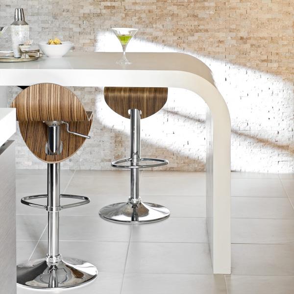 משטח מבריק פינת אוכל בצבע לבן כסא בר עשוי עץ