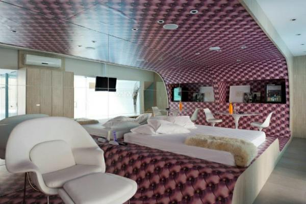 עיצובי חדרי שינה עתידניים מעוקלים אורגנית בלבנדר