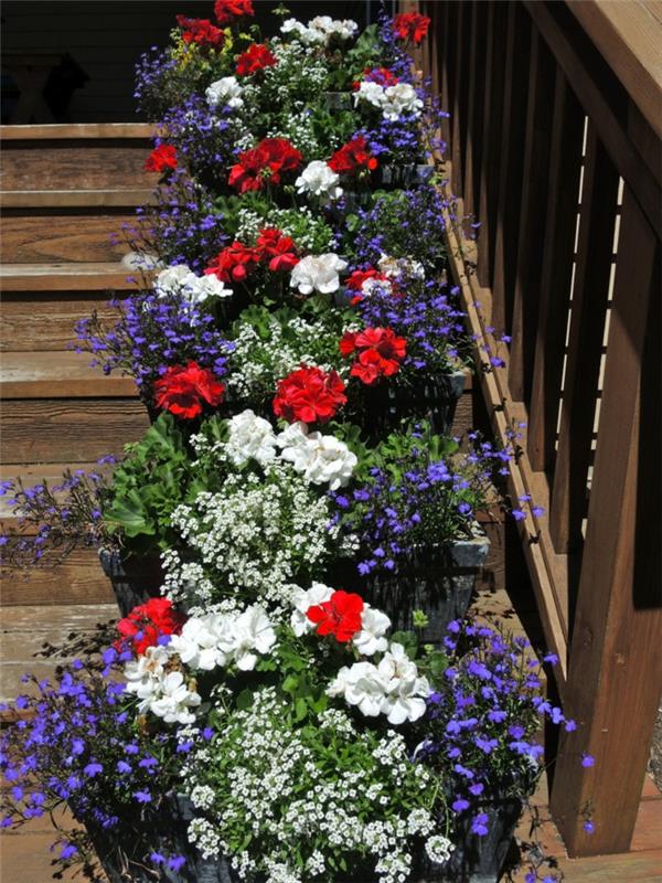 רעיונות לעיצוב גן מדרגות לקשט פרחים