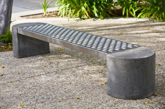 ספסל גינה אבן מתכת בעיצוב מודרני ריהוט גן