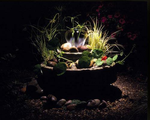 עצות תאורה לגינה רעיונות צמחים מזרקת גן אורות מתחת למים