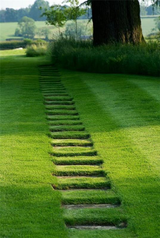 עיצוב גינה עם אבני דשא לוחות אבן