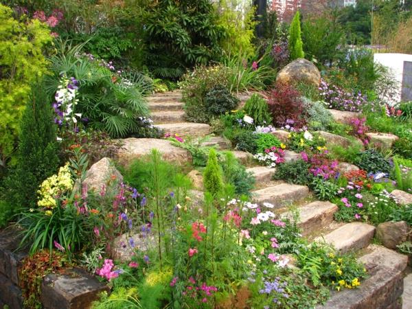 רעיונות לגינה מדרגות עיצוב גן בלוקים אבן מדרגות אבן
