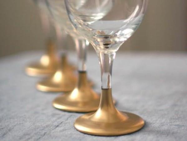 ציור זהב זכוכית רעיונות diy עם כוסות יין