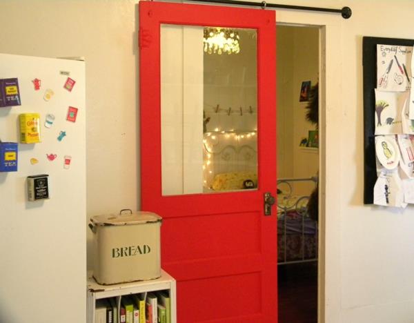 בנה בעצמך דלתות הזזה ספריית ארונות זוהרת באדום