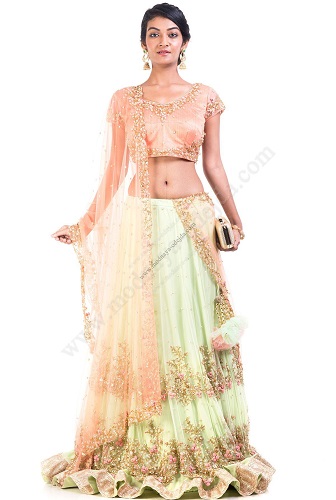 Georgette Golden Lehenga Choli