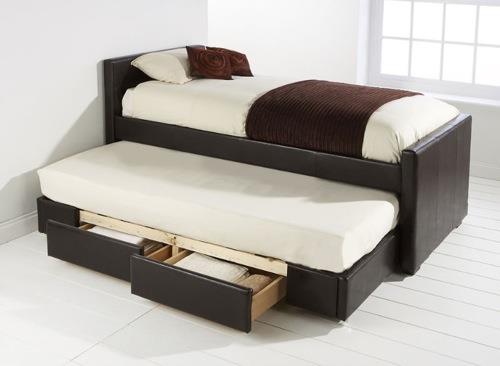 עיצובים מודרניים של מיטות אירוח לעיצוב אורחים מגירות בצבע חום לבן