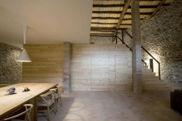 עיצוב בית מינימום טחנת רוח ישנה פינת אוכל מעץ