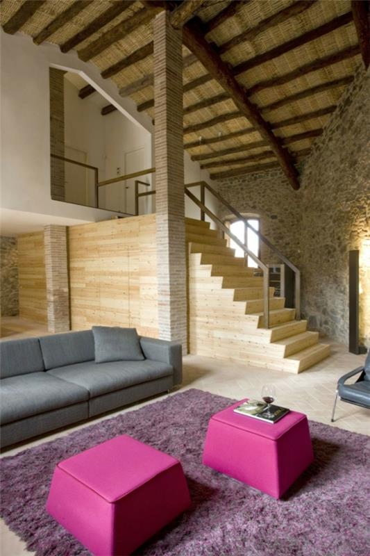 עיצוב בית מינימום טחנת רוח ישנה מדרגות עץ מאבן