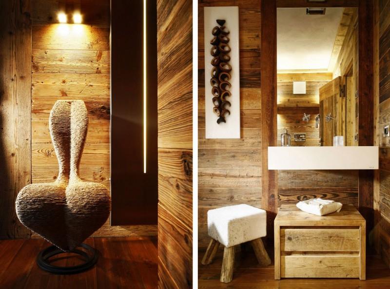 בית בסגנון כפרי יוקרה כסא נצרים עץ אמבטיה