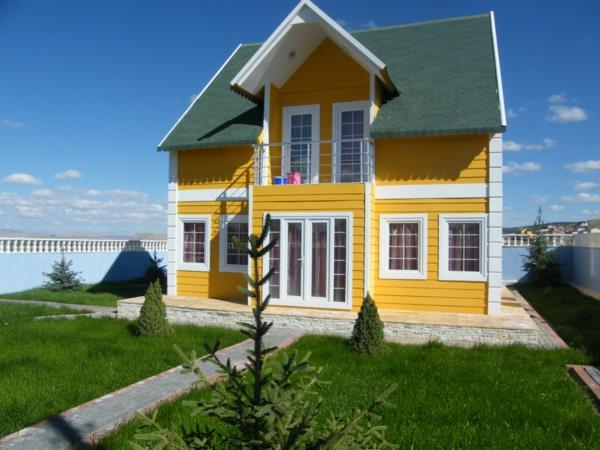 חזיתות הבית צבעים צבע צהוב עיצוב רעיונות בית קיץ
