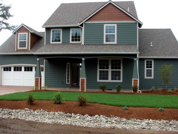 חזיתות הבית צבעים אפור חום צבע כהה ניואנסים רעיונות לגינה