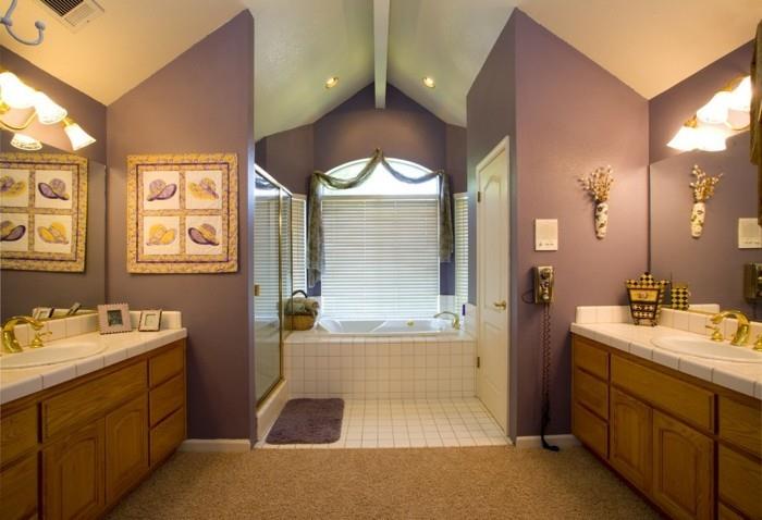 שיפוץ הבית ריצוף שטיח שטיח אמבטיה מובנית קיר קיר צבע סגול