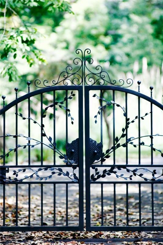 שער גן מרהיב מתכת ענבים מברזל יצוק שחור