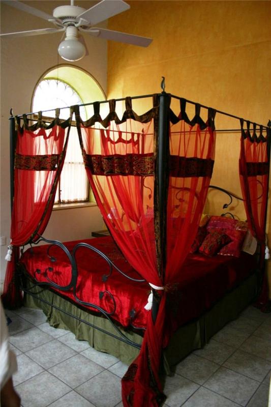 וילון מיטת אפיריון מיטה לחופה מחיצת חדרים אדומה