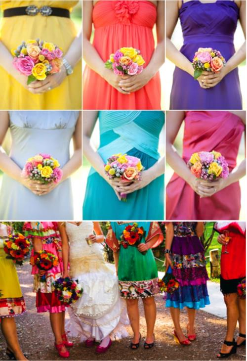 תכנון חתונה שמלות ודוגמאות צבעוניות