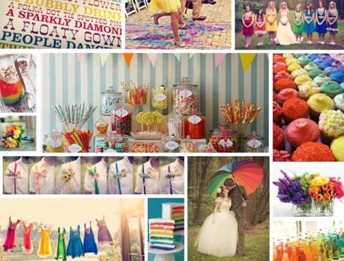 תכנון חתונה חתונה צבעי קשת ממתקים ופרחים
