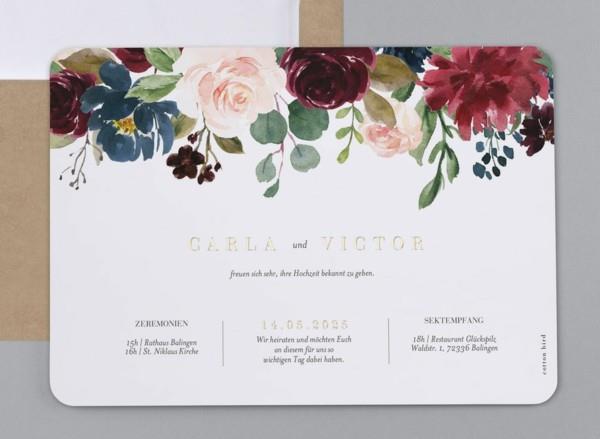כרטיסי חתונה עם מוטיבים פרחוניים
