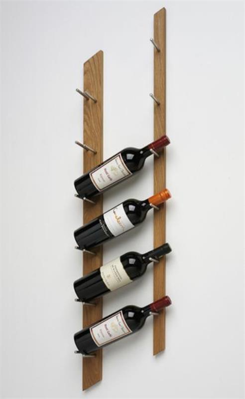 לוחות עץ מסמרים מדף יין לבנות בקבוקי יין לאחסון יין
