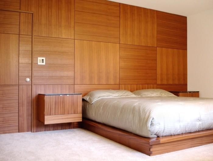 ציפוי עץ עיצוב קירות חדר שינה נעים