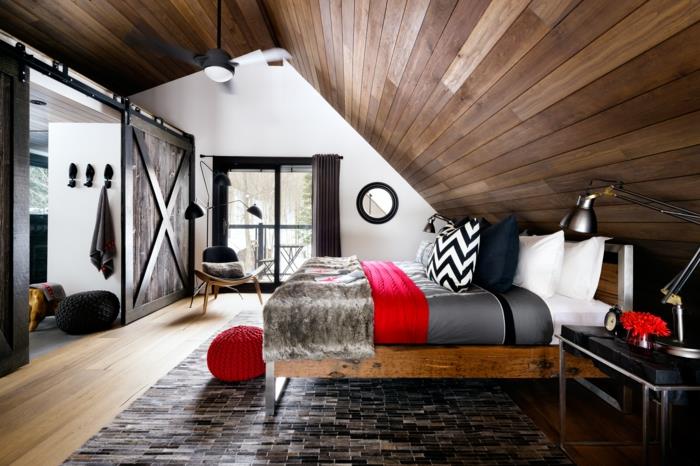רעיונות לעיצוב תקרת חדר שינה עץ שטיח מהודר אלמנטים מעץ