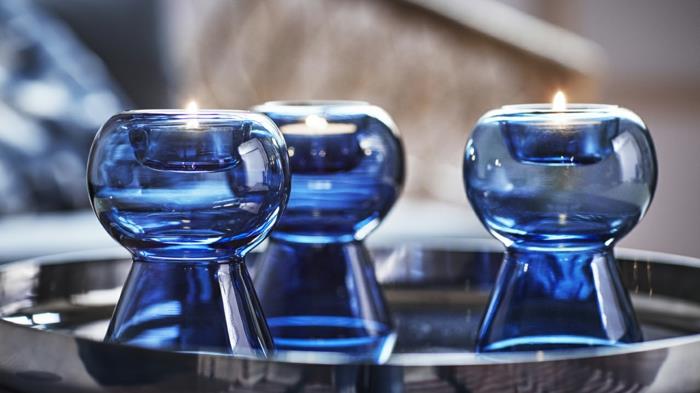 אוסף פנסי זכוכית כחולים מפוצצים מאיקאה