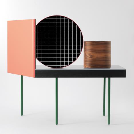 שולחן איפור חדשני עיצוב חתיכות עץ צורות גיאומטריות