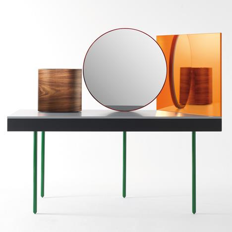 עיצוב שולחן איפור חדשני עיצוב חתיכות עץ רגלי שולחן שרפרף