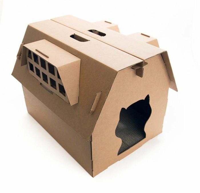 בנה בית חתולים בעצמך. ריהוט קרטון. בית חתולים מקרטון מתקפל