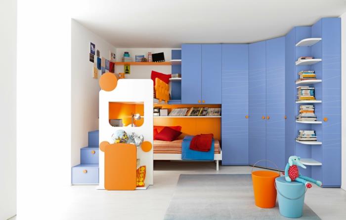 חדרי ילדים מעצבים ריהוט פונקציונלי ארון פינתי כחול