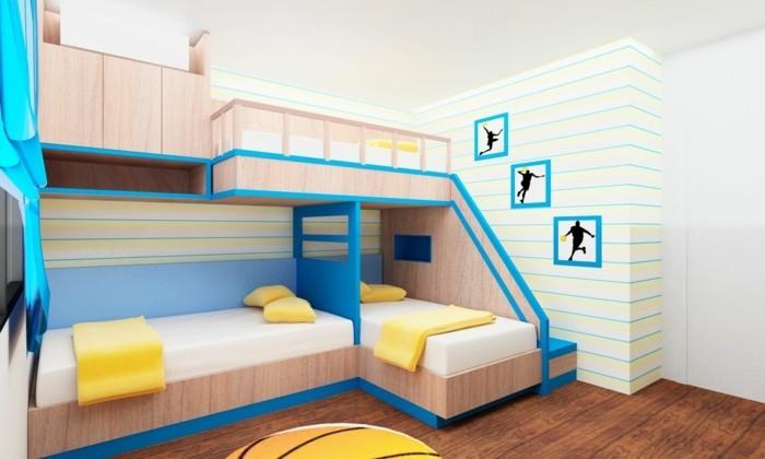 חדר ילדים מיטת לופט מיטה פונקציונלית מבט ריצוף קיר מראה עץ
