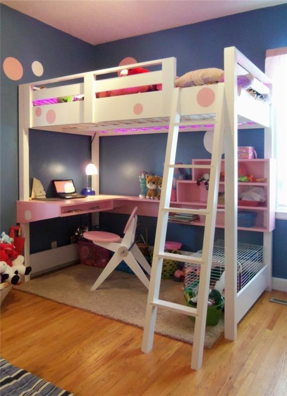חדר ילדים עיטור קיר מיטה לופט צבע קיר כחול