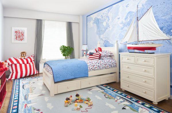 חדר ילדים שיק תיק עיצוב קיר שידה שטיח לבן