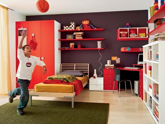 ריהוט חדר ילדים עיצוב חדר בנים שטיח ירוק