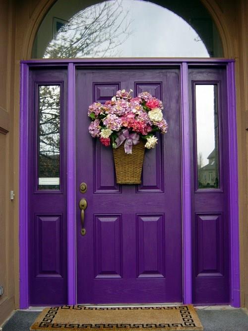 דלת כניסה מעודנת קלאסית בצבע סגול