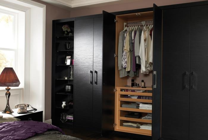 ארון בגדים שחור שטח אחסון גדול רעיונות מגורים חדר שינה
