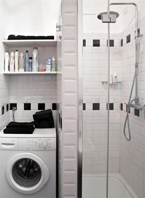 עיצוב חדר אמבטיה קטן נישת מכונת כביסה סיים תא מקלחת רעיונות לאמבטיה קטנים