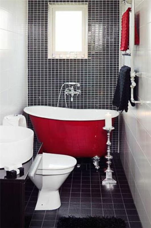 רעיונות לאמבטיה קטנים אמבטיה עצמאית אדומה