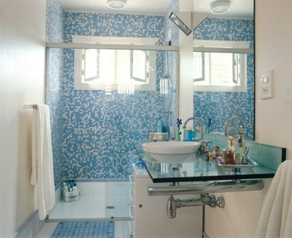 רעיונות לאמבטיה קטנים ארון כיור אריחי אמבטיה קטנים כחול לבן