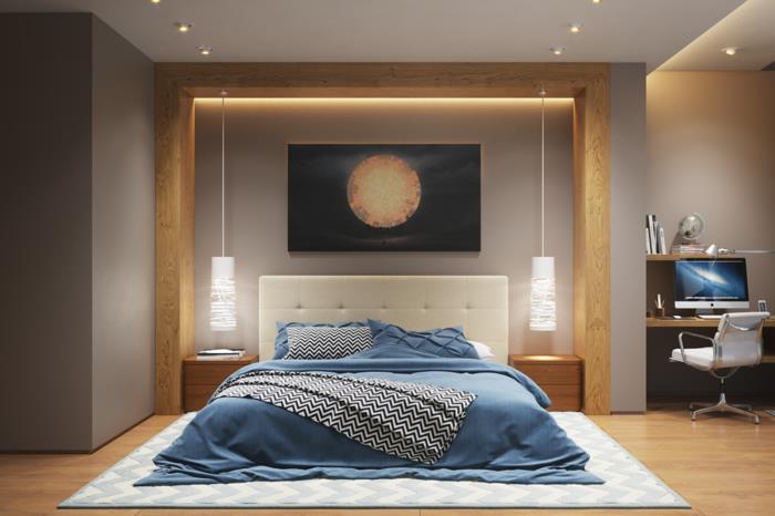 מנורת שינה מנורות תלויות שטיח קירות אפורים בהירים