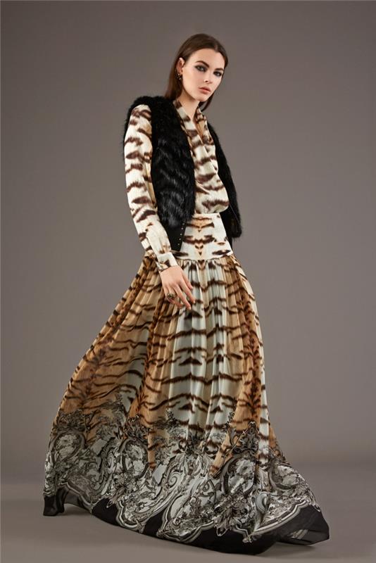 שמלות ארוכות קוקטייל הדפסת שמלת ערב הדפסת נמר רוברטו קוואלי 2016