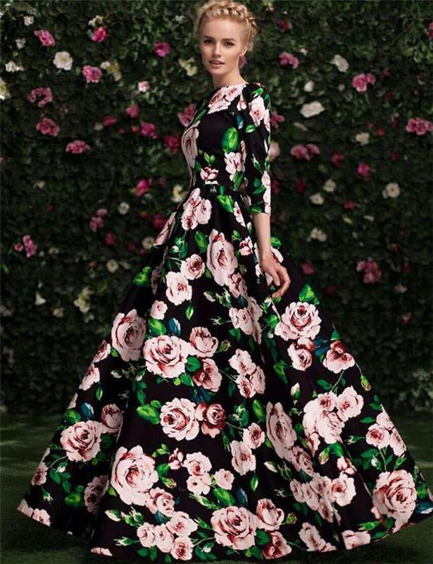 שמלות ארוכות שמלת קוקטייל שמלה אלגנטית טרנד פרחים