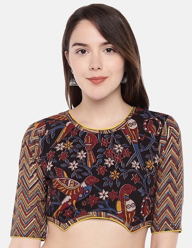 Blusa con stampa Kalamkari multicolore